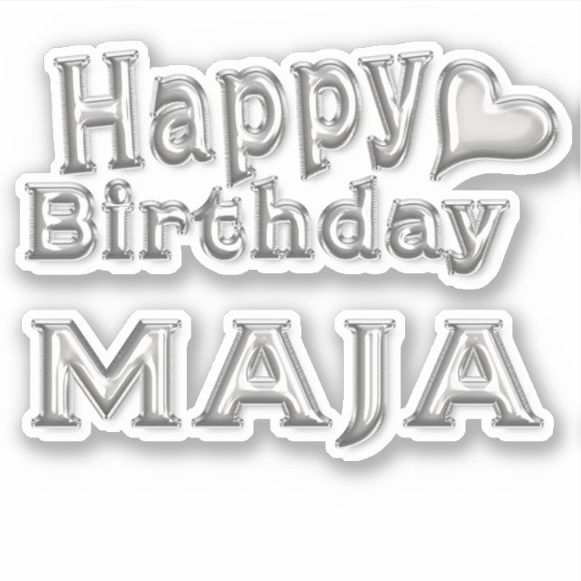 Pegatina Maja Happy Birthday silver Aufkleber Sticker (Anverso)