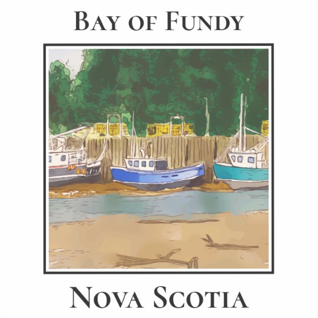 Pegatina Majestad de las Mareas de Fundy, Barcos (Anverso)