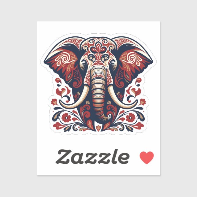 Pegatina Majestic Floral Elephant - Boho Tribal Sticker (Hoja)