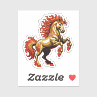 Pegatina Majestic Golden Rearing Horse Sticker