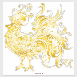 Pegatina Majestic Pollo Golden Rooster Trendy Tribal Gold
