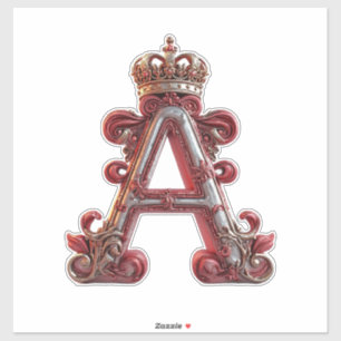 Pegatina Majestuosa letra A ornamentada con corona