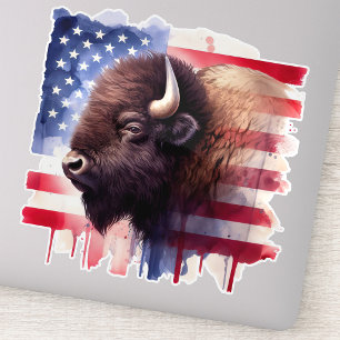 Pegatina Majestuosa obra de arte del bisonte americano y la