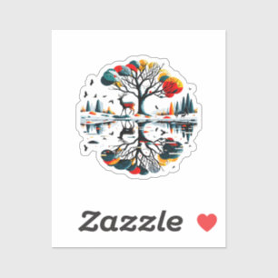 Pegatina Majestuoso ciervo en bosque invernal nevado