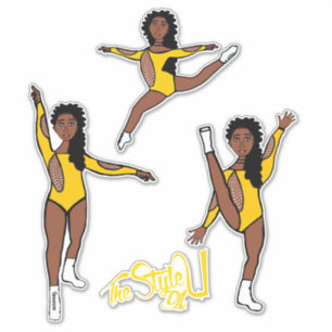 Pegatina Majorette / Dancer Tri Pose Amarillo