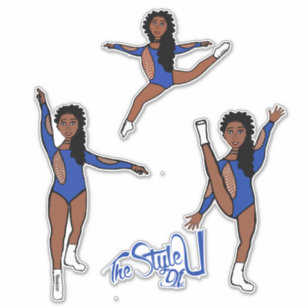 Pegatina Majorette / Dancer Tri Pose Azul