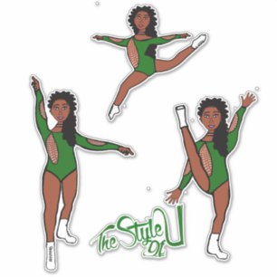 Pegatina Majorette / Dancer Tri Pose Green