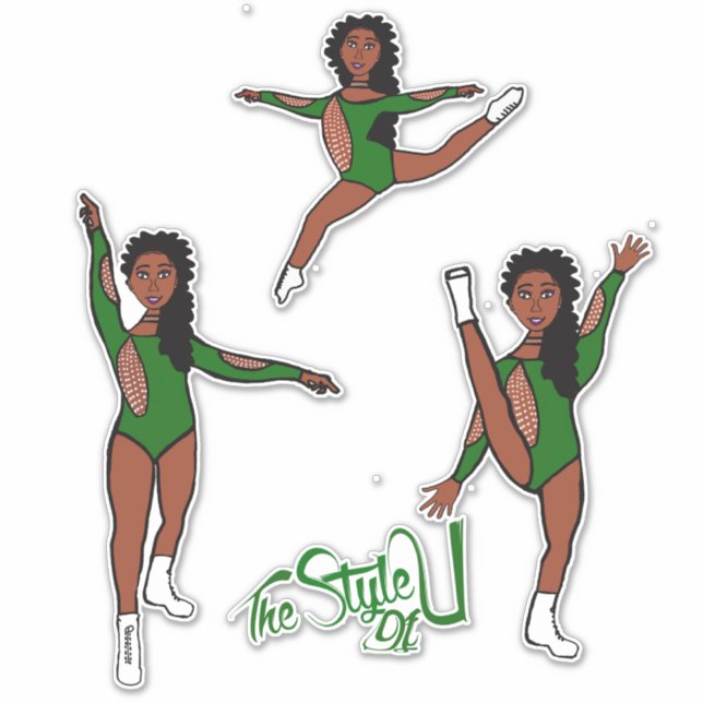 Pegatina Majorette / Dancer Tri Pose Green (Anverso)