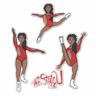 Pegatina Majorette / Dancer Tri Pose Rojo