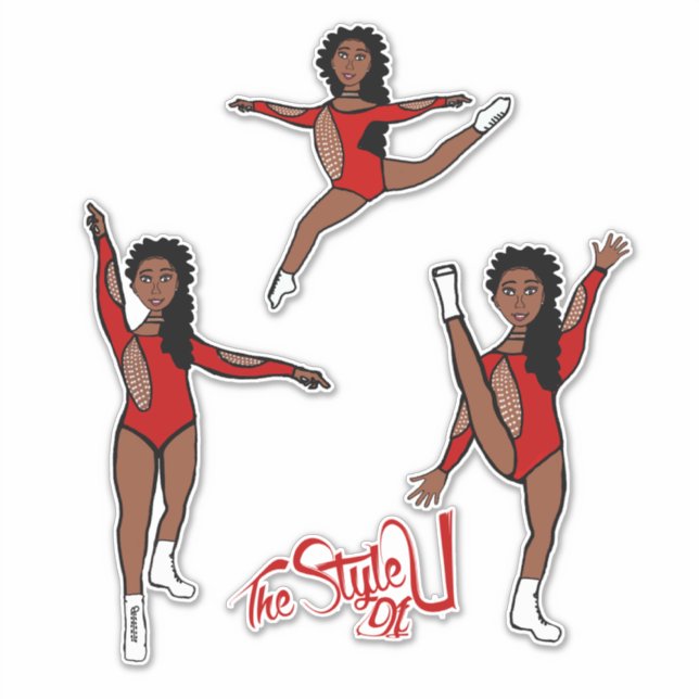 Pegatina Majorette / Dancer Tri Pose Rojo (Anverso)