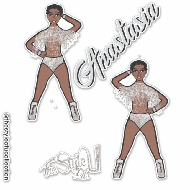 Pegatina Majorette personalizada / Fringe de plata de baila (Anverso)