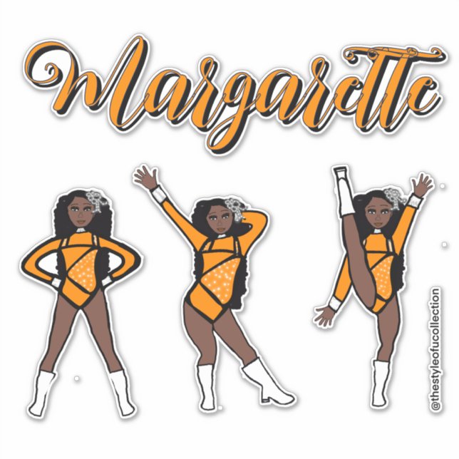 Pegatina Majorette Tri- Pose / Diamante Naranja # 1 (Anverso)