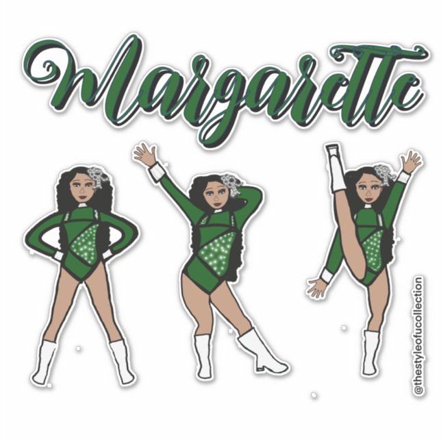 Pegatina Majorette Tri- Pose / Green Diamond # 2 (Anverso)