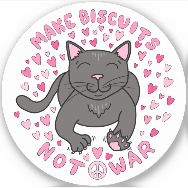 Pegatina Make Biscuits, Not War Kitty Vinyl Sticker (Anverso)