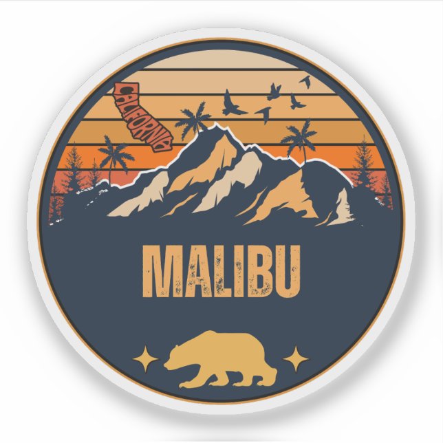 Pegatina Malibu, California (Anverso)