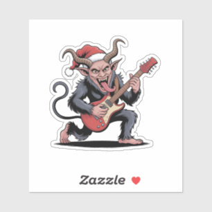 Pegatina Malvado Krampus Tocando Guitarra Electric Music Xm