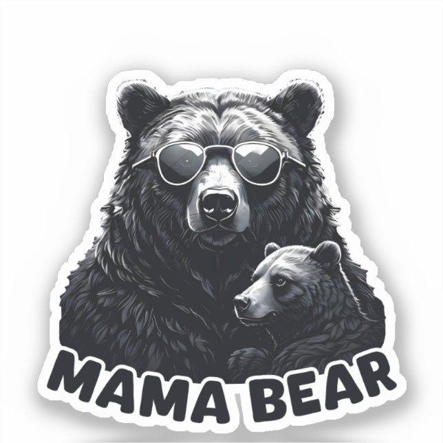 Pegatina Mama Bear con vidrio oscuro (Anverso)