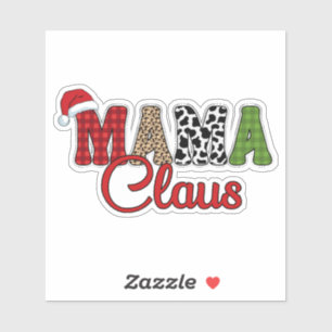 Pegatina Mama Claus Plaid Pattern-60096
