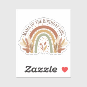Pegatina Mamá de la Cumpleañera Boho Cumpleaños Arcoíris
