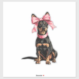 Pegatina Mamá de perro Doberman con lazo Coquette rosa niña