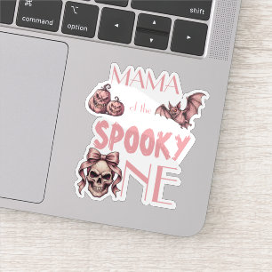 Pegatina Mamá del Espeluznante Uno Pinkoween Calavera y Mur