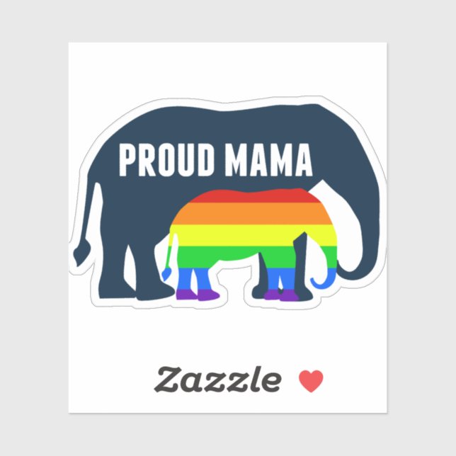 Pegatina Mamá del Orgullo Gay Orgullosa LGBT Mamá Elefante (Hoja)