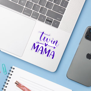 Pegatina Mamá gemela púrpura