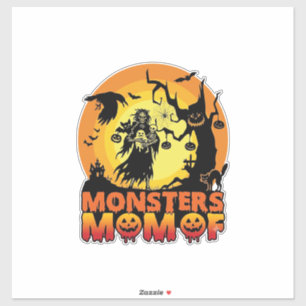 Pegatina Mamá Monstruos Halloween Monstruo Fantasma Esquele