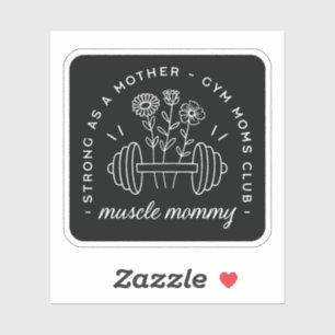 Pegatina Mamá musculosa gimnasio mamá fuerte madre divertid