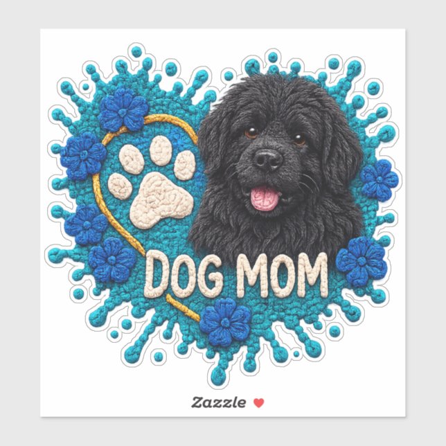 Pegatina Mamá Perro (Newfie) Tejido  (Hoja)