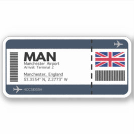 Pegatina MAN Manchester Boarding Pass - Inglaterra Travel
