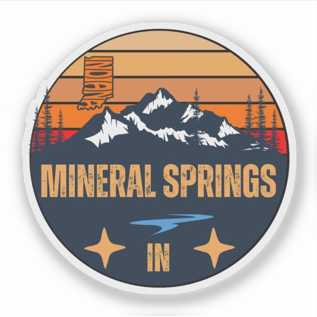 Pegatina Manantiales Minerales, Indiana (Anverso)