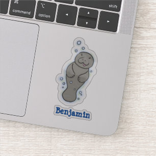 Pegatina Manatí de bebé con ilustracion de burbujas