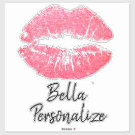 Pegatina Mancha de labio rosa de impresión de lápiz labial