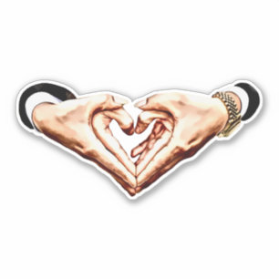 Pegatina Mand y las mujeres manos en forma de corazón amant