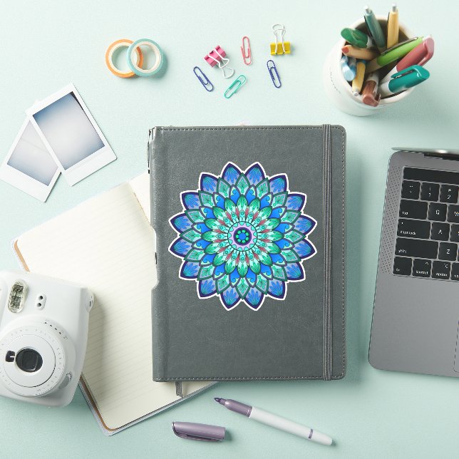 Pegatina Mandala azul mística (Funda para iPad)
