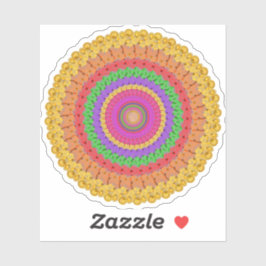 Pegatina Mandala Bola estilo crochet amarillo -