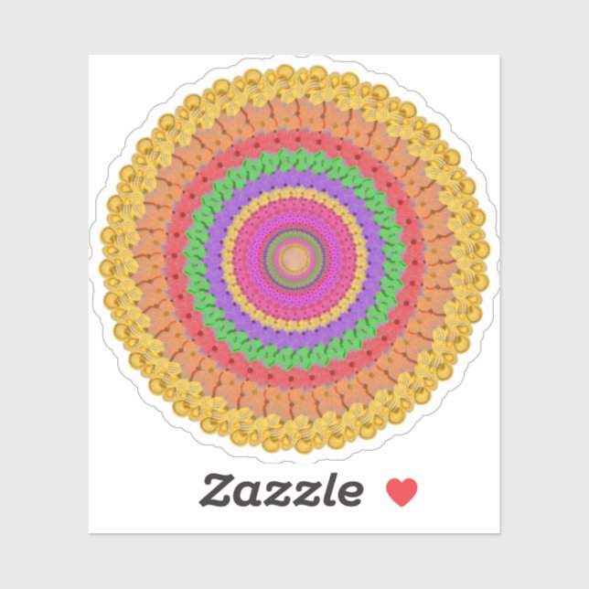 Pegatina Mandala Bola estilo crochet amarillo -  (Hoja)