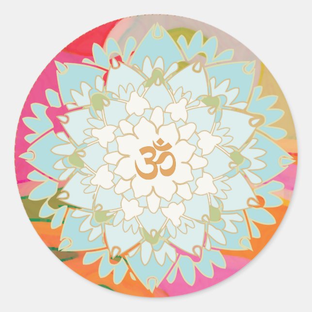 Pegatina Mandala de Lotus Flower y Om Symbol (Anverso)