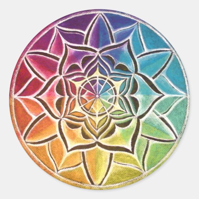 Pegatina Mandala de rueda de color (Anverso)