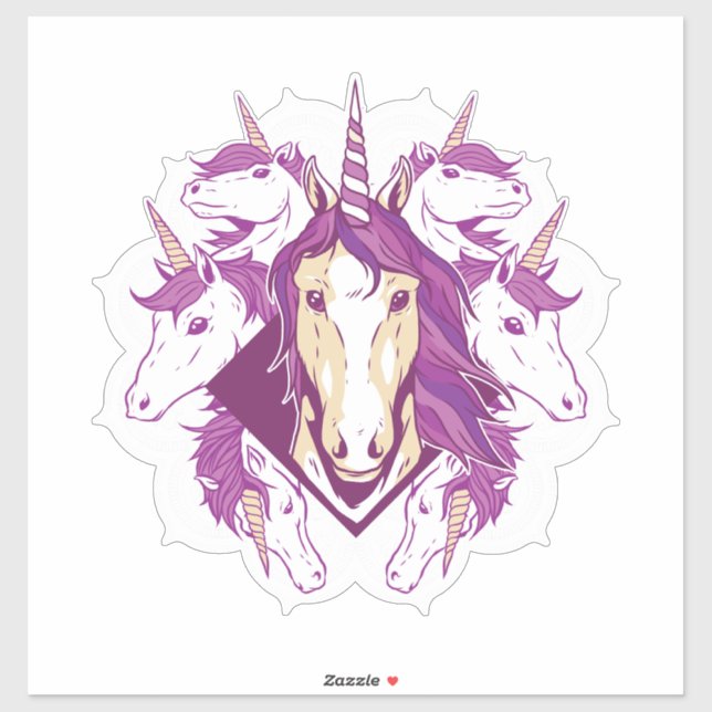 Pegatina Mandala de Unicorn (Hoja)