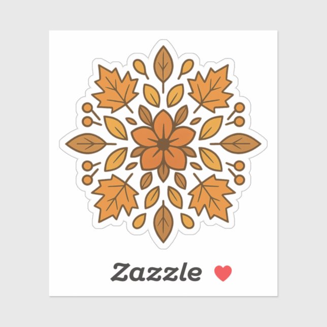 Pegatina Mandala floral de otoño (Hoja)