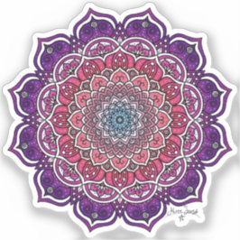 Pegatina Mandala floral morado-rosada