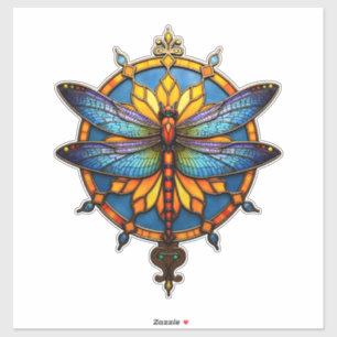 Pegatina Mandalá Libélula Luminosa Geometría Sagrada Espiri