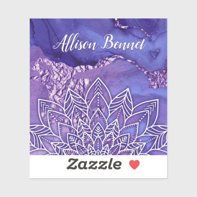 Pegatina Mandala personalizada de color morado blanco (Hoja)