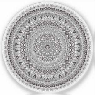Pegatina Mandala Retro dibujado a mano en flor blanca y neg