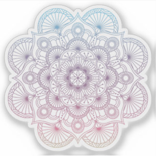 Pegatina Mandala Retro dibujado a mano morado azul tatuaje