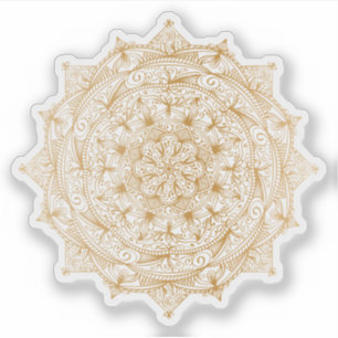 Pegatina Mandala Retro dibujado a mano tatuaje dorado