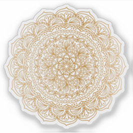 Pegatina Mandala Retro dibujado a mano tatuaje dorado