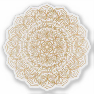 Pegatina Mandala Retro dibujado a mano tatuaje dorado